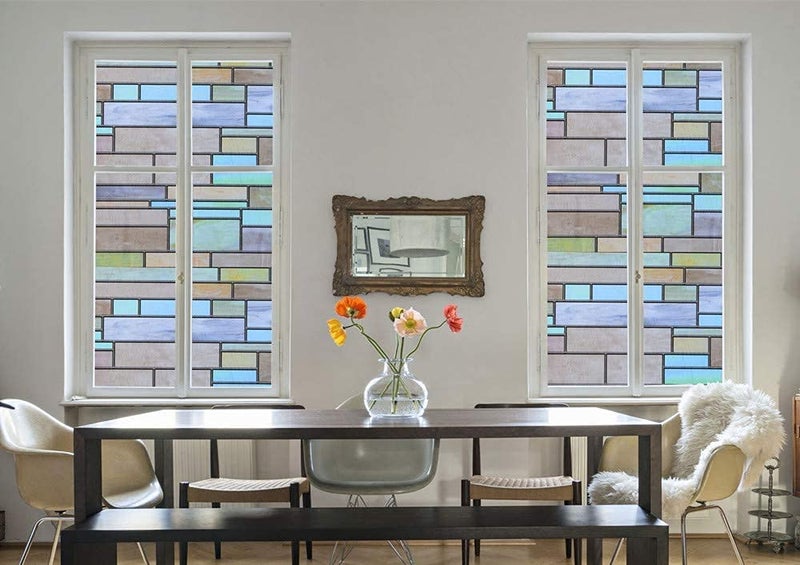 Niviy Privacy Window Film Non-Adhesive Removable Static Cling Glass Film Stained Glass Window Film for Home Kitchen Office 35.4 by 78.7 Inches - Image 3